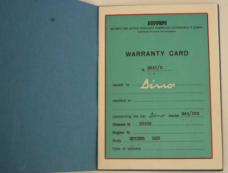 1973 Ferrari 246 Dino Manual Pouch Set *06508*