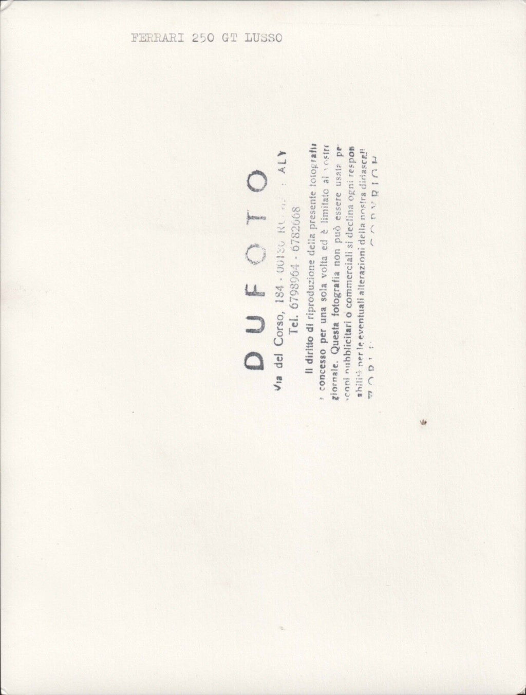 1964 Original Ferrari 250 GT Lusso Press Photograph