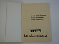 Ferrari Testarossa Owner's Handbook Manual 