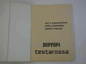Ferrari Testarossa Owner's Handbook Manual 