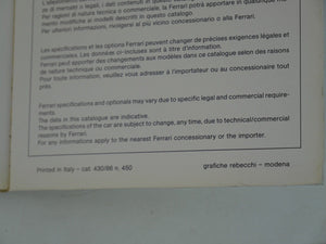 Ferrari Testarossa Owner's Handbook Manual 