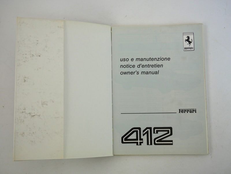 Ferrari 412 Owner's Handbook Manual