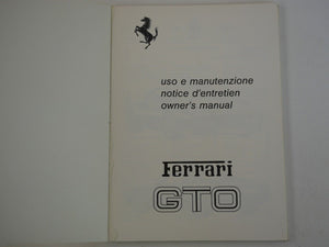 1986 Ferrari 288 GTO Owner's Handbook Manual Pouch