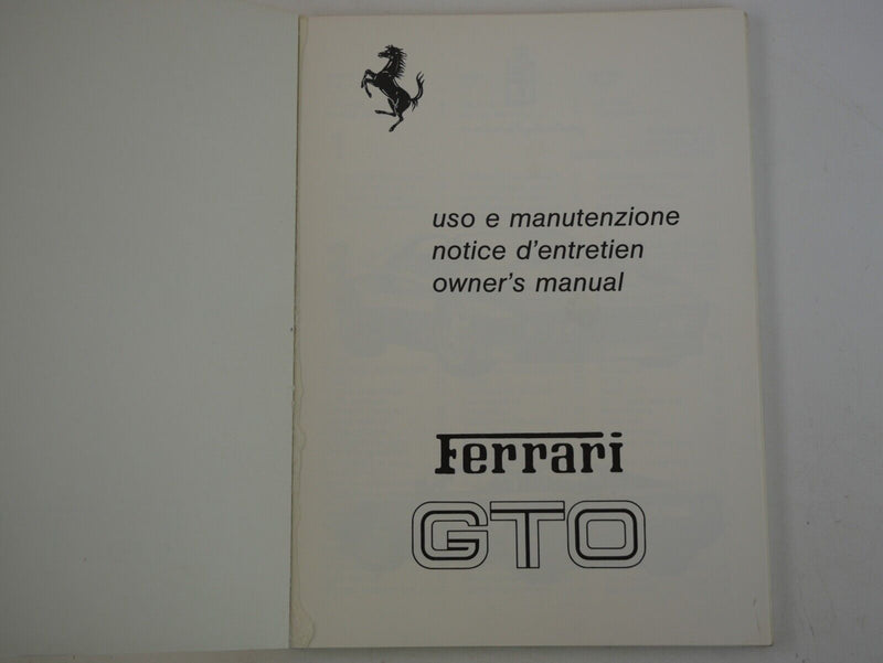 1986 Ferrari 288 GTO Owner's Handbook Manual Pouch