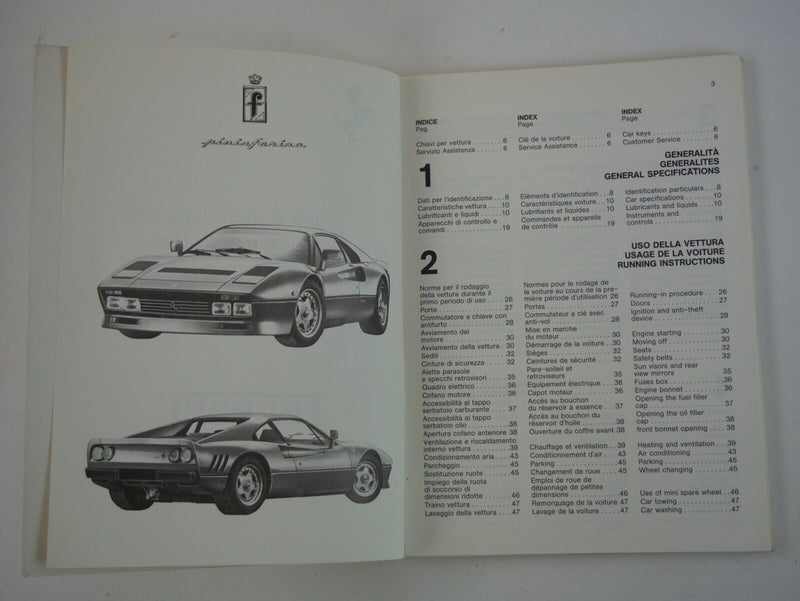 1986 Ferrari 288 GTO Owner's Handbook Manual Pouch