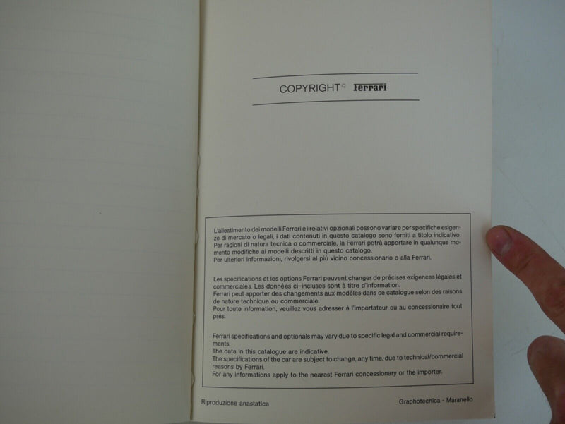 1986 Ferrari 288 GTO Owner's Handbook Manual Pouch