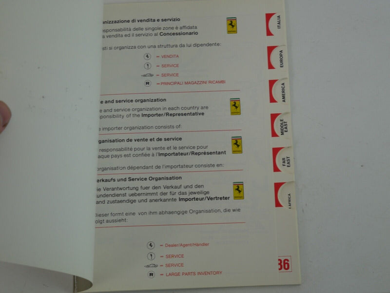 1986 Ferrari 288 GTO Owner's Handbook Manual Pouch