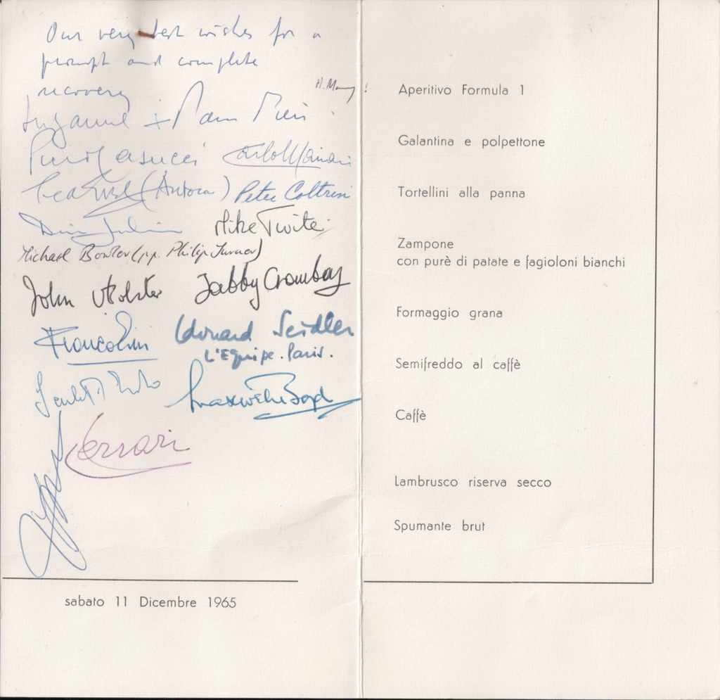 1965 Ferrari Menu ex-Surtees Enzo Signature