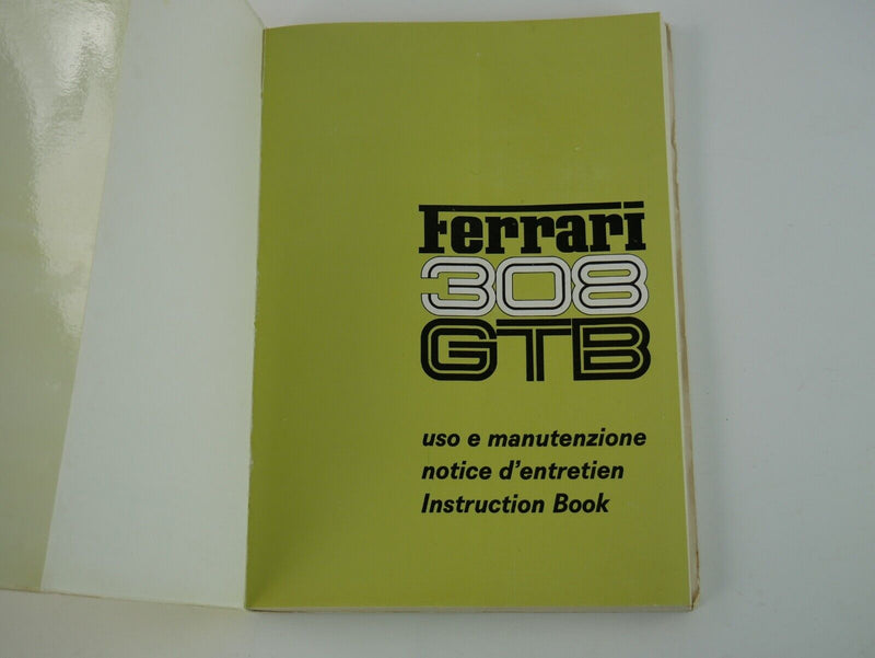 1977 Ferrari 308 GTB Owner's Manual Pouch Handbook