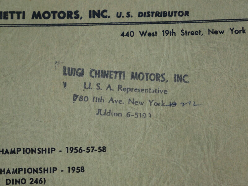 1960 Ferrari 250 GT Owner's Manual Pouch 