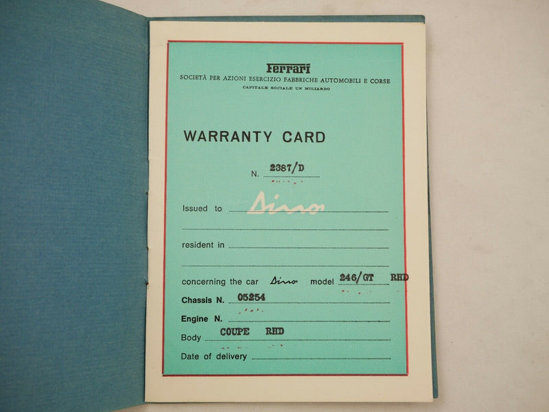 1973 Ferrari 246 GT Dino Owner's Manual Pouch Set