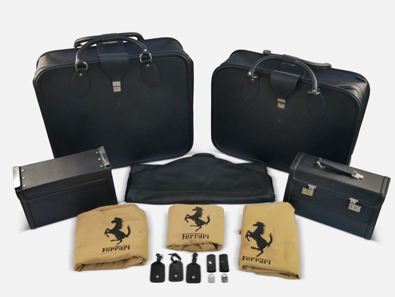 Ferrari 348 Schedoni Black Leather Luggage Set