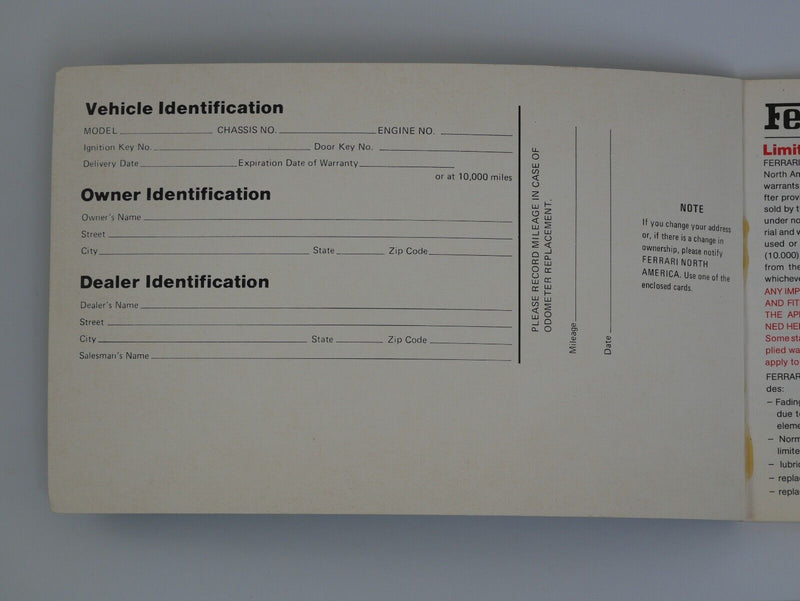 Ferrari 308 Owner's Manual Pouch 