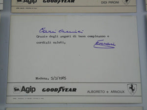 1981-86 Ferrari F1 Postcard Collection ALL SIGNED BY ENZO! Villeneuve Alboreto