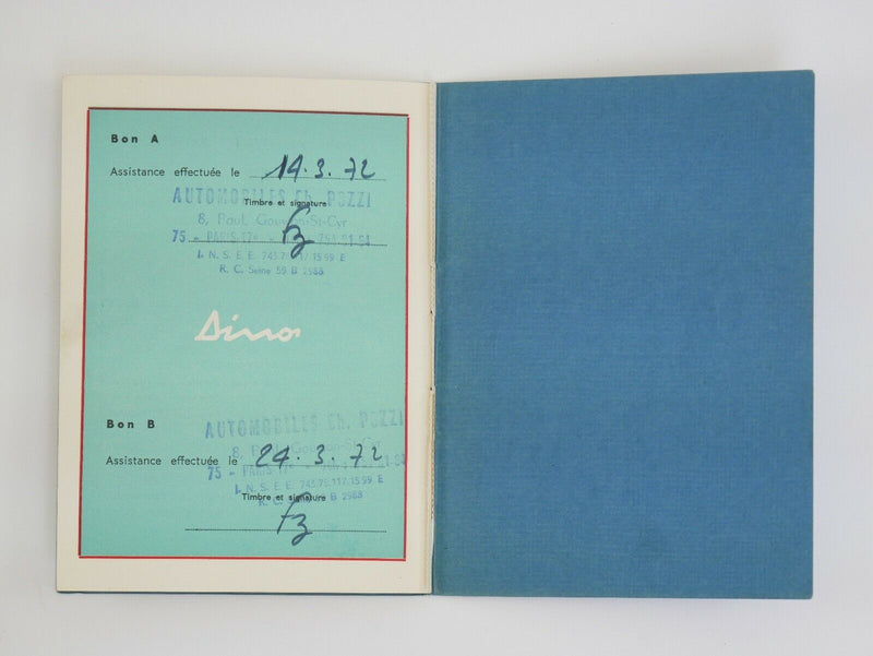 1972 Ferrari 246 GT Dino Warranty Booklet Manual *03270*