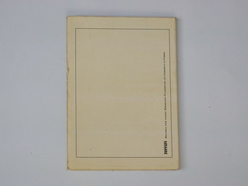 Ferrari 308 GT4 Dino Owner's Manual
