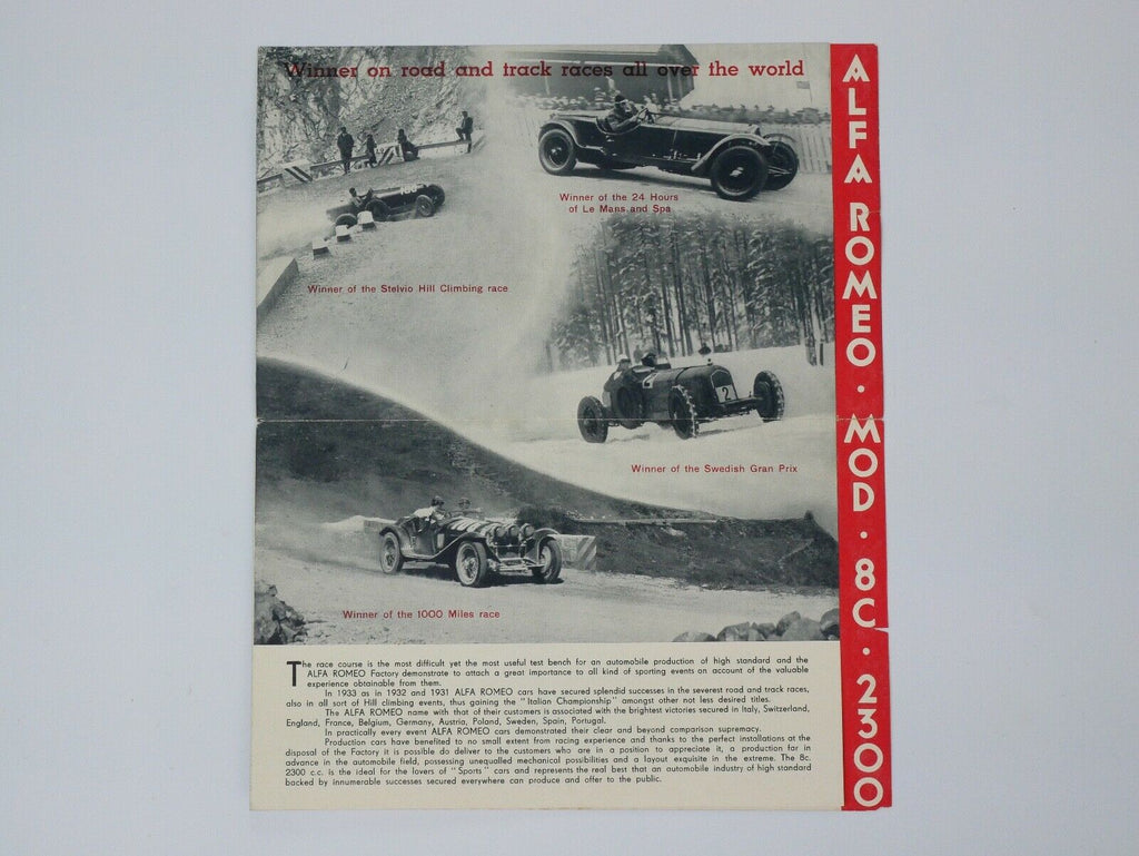 1933 Alfa Romeo 8C 2300 Sales Brochure