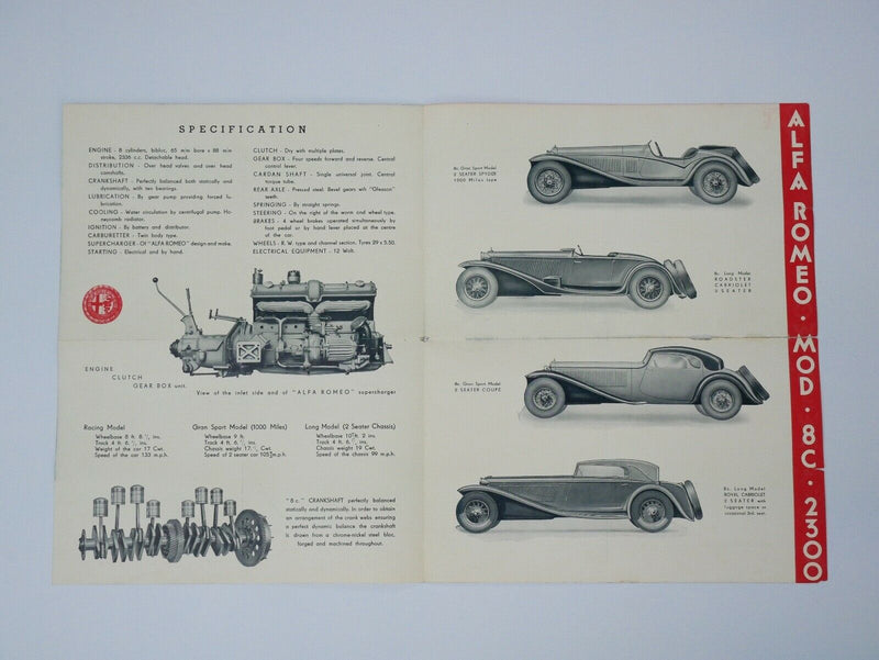 1933 Alfa Romeo 8C 2300 Sales Brochure