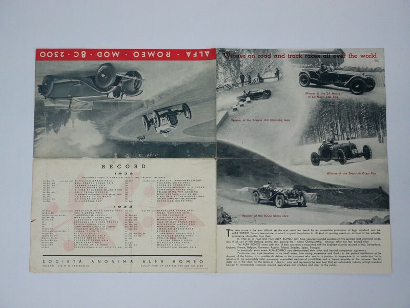 1933 Alfa Romeo 8C 2300 Sales Brochure