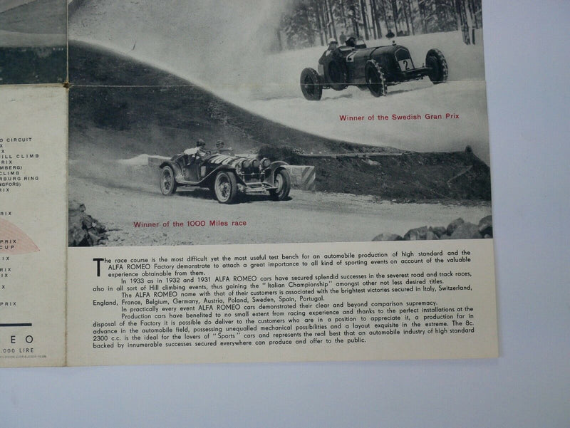 1933 Alfa Romeo 8C 2300 Sales Brochure