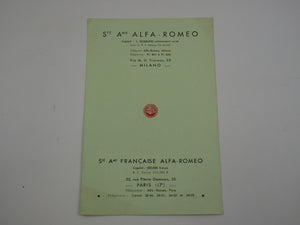 1936-37 Alfa Romeo Brochure 6C 2300 8C 2900