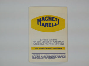 Marelli Battery Warranty Booklet ferrari