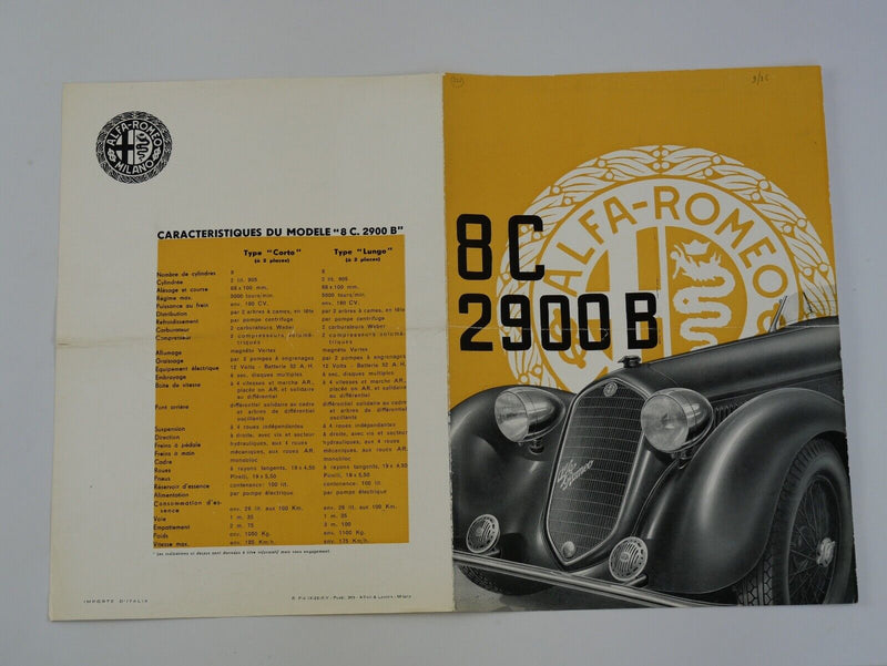 1936 Alfa Romeo 8C 2900B Brochure