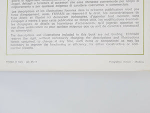 Ferrari 308 GT4 Dino Owner's Manual