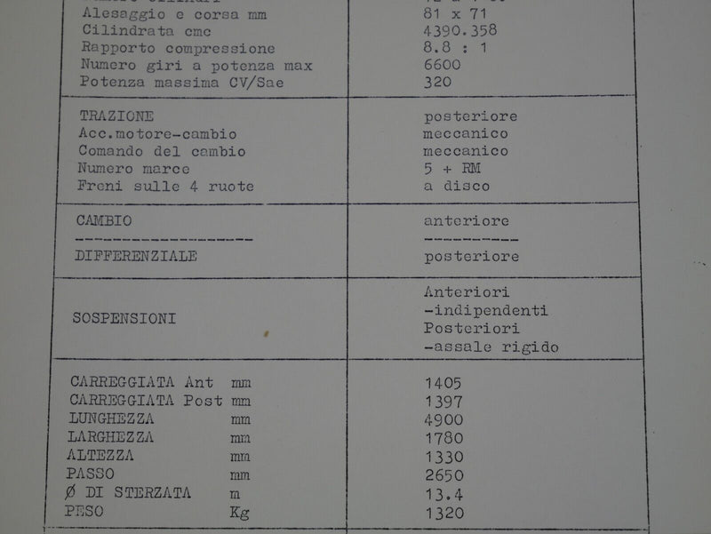 Ferrari 365 California Spyder Brochure