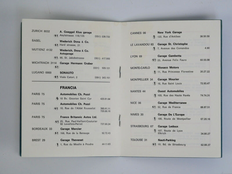 1970 Ferrari Dealer Directory