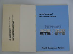 Ferrari 308 GTB GTS Owner's Manual North American Version