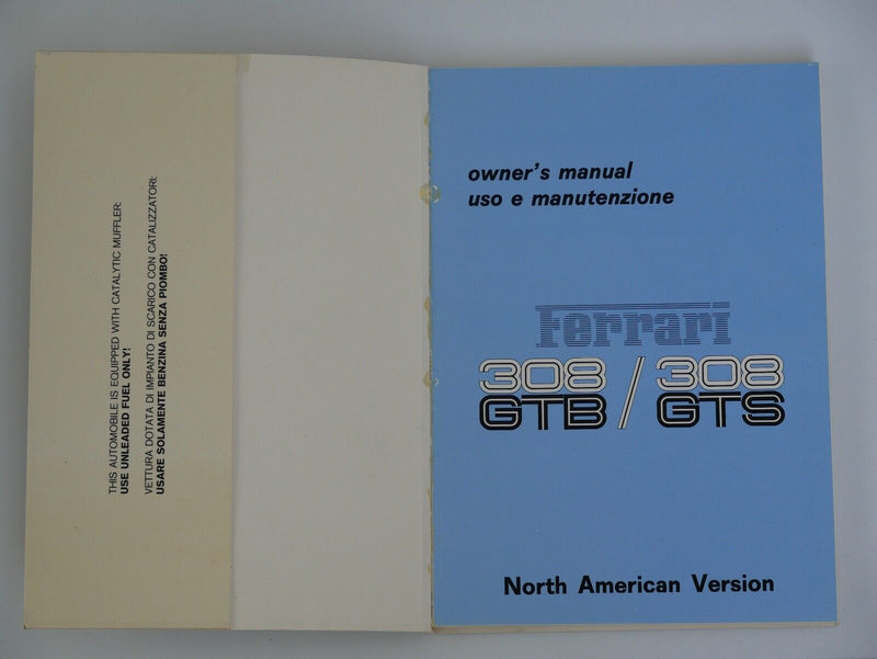 Ferrari 308 GTB GTS Owner's Manual North American Version