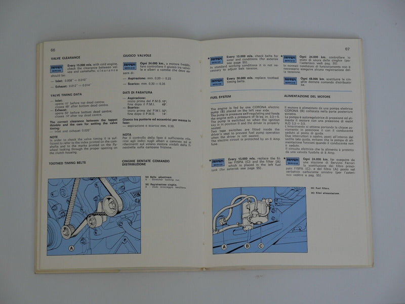 Ferrari 308 GTB GTS Owner's Manual North American Version