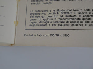 Ferrari 308 GTB GTS Owner's Manual North American Version