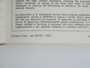 1978 Ferrari 308 GTB GTS Owner's Manual North American Version