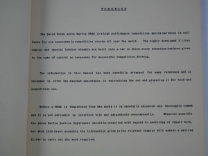Aston Martin DB3S Owner's Handbook Manual