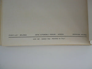 Ferrari 250 GT Owner's Manual Handbook