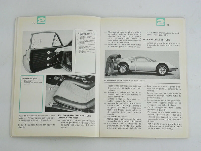 1968-69 Ferrari 206 Dino 246 Owner's Manual Handbook