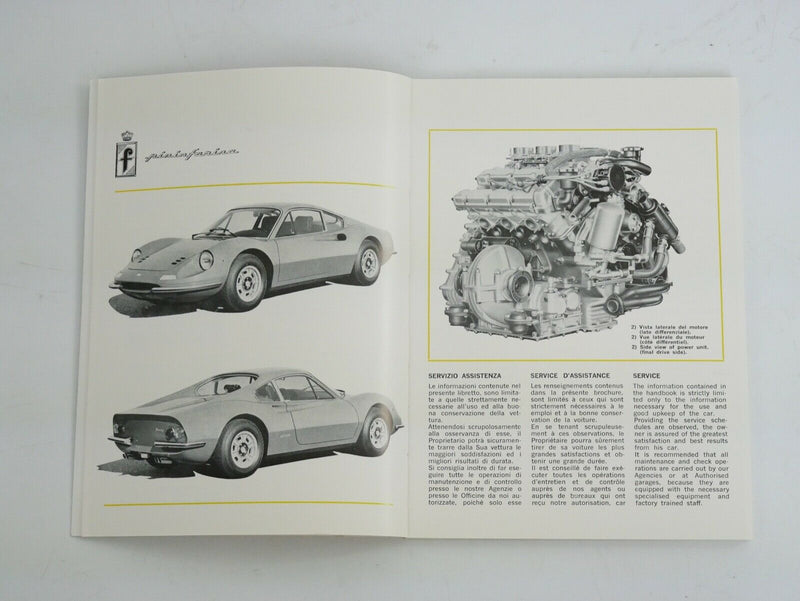 1972-74 Ferrari 246 Dino Owner's Manual Handbook