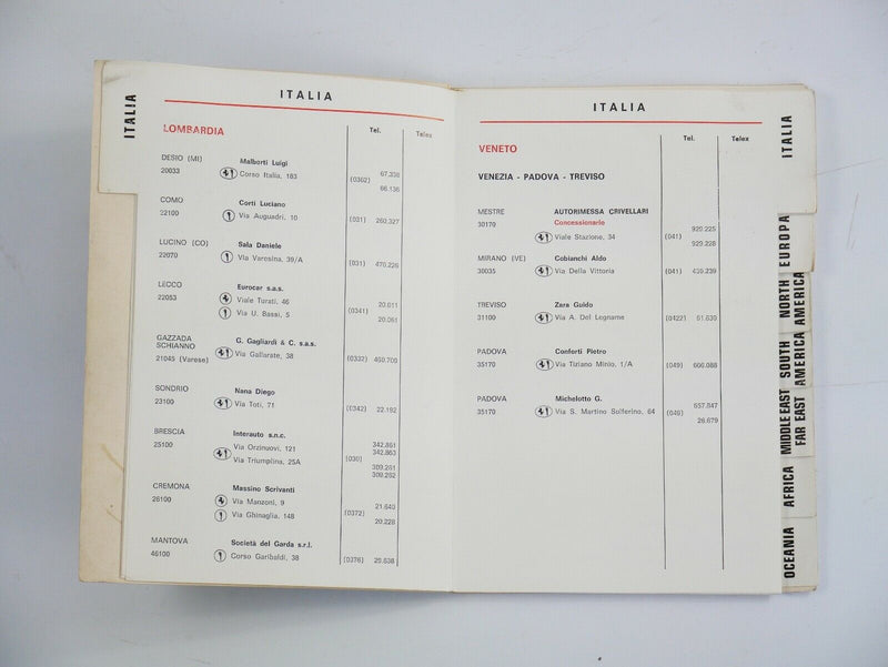 1974 Ferrari Dealer Directory