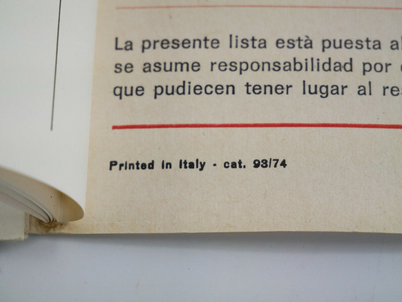 1974 Ferrari Dealer Directory