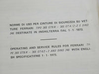 1973 Ferrari 365 GTB/4 Daytona *16725* Complete Manual Handbook Pouch