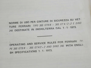 1973 Ferrari 365 GTB/4 Daytona *16725* Complete Manual Handbook Pouch