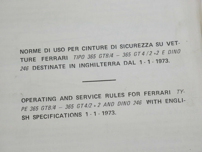 1973 Ferrari 365 GTB/4 Daytona *16725* Complete Manual Handbook Pouch
