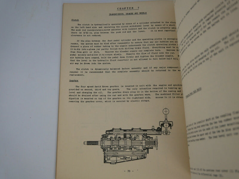 Aston Martin DB3S Owner's Handbook Manual