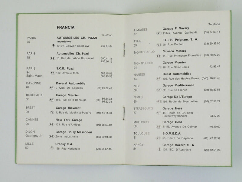 1972 Ferrari Dealer Directory