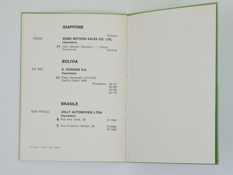1972 Ferrari Dealer Directory