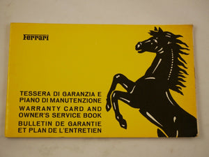1978 Ferrari 400 GT Warranty Card Booklet *24539*