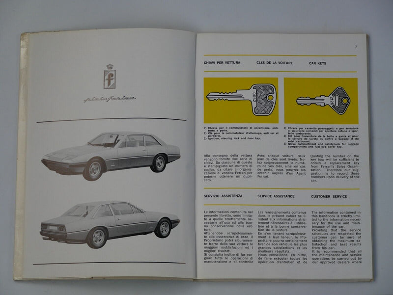 Ferrari 365 GT4 2+2 Owner's Handbook Parts Manual