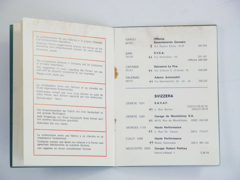 1970 Ferrari Dealer Directory